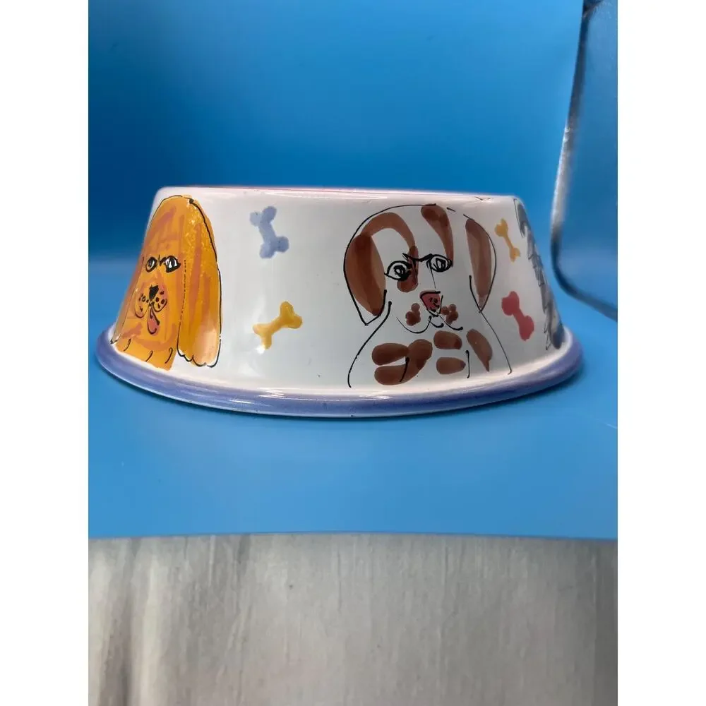 Mesa International Hand Crafted Pottery Pet Food Bowl~Water Bowl~Dog Bone~Signed